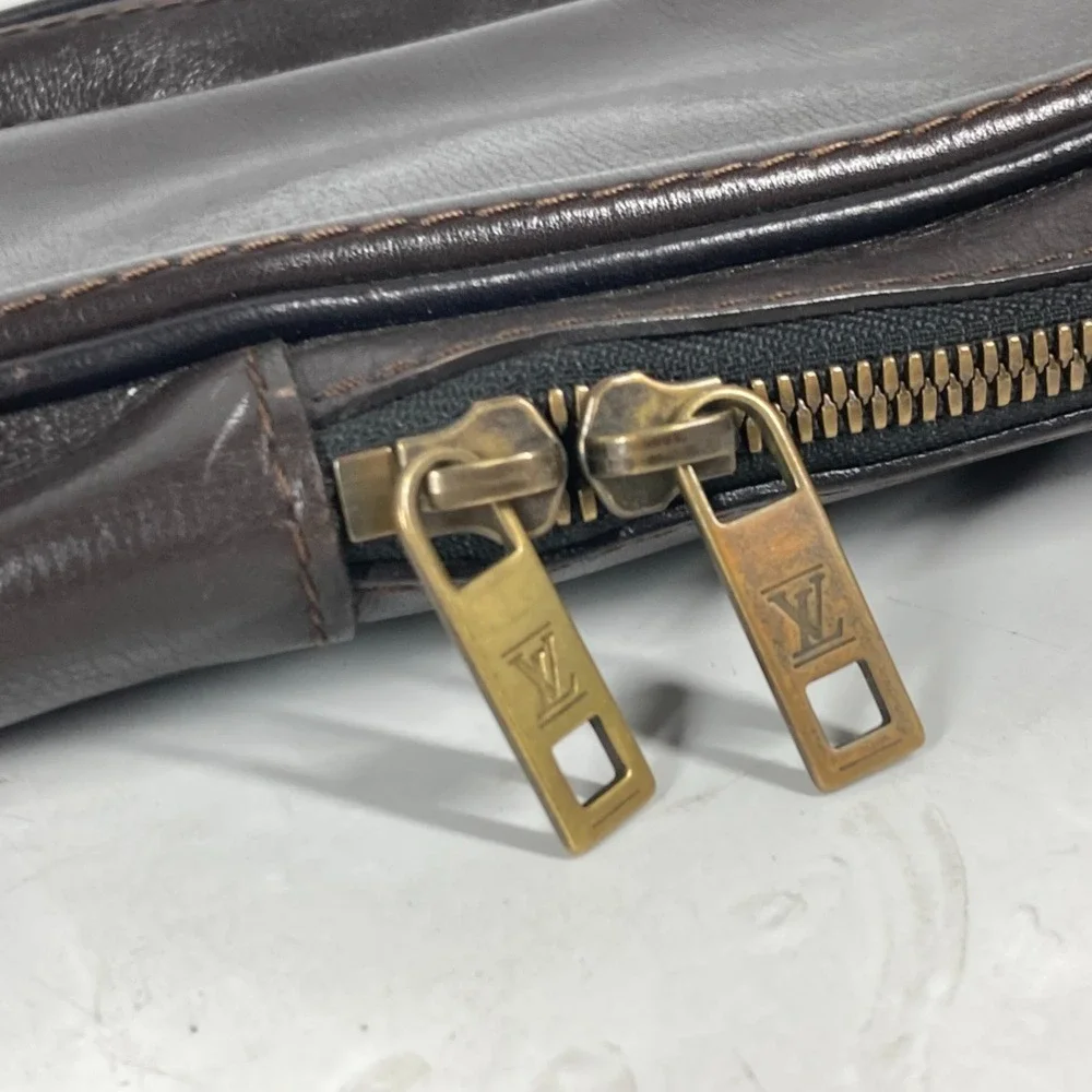 LOUIS VUITTON Authentic Brown Leather Hobo Bag